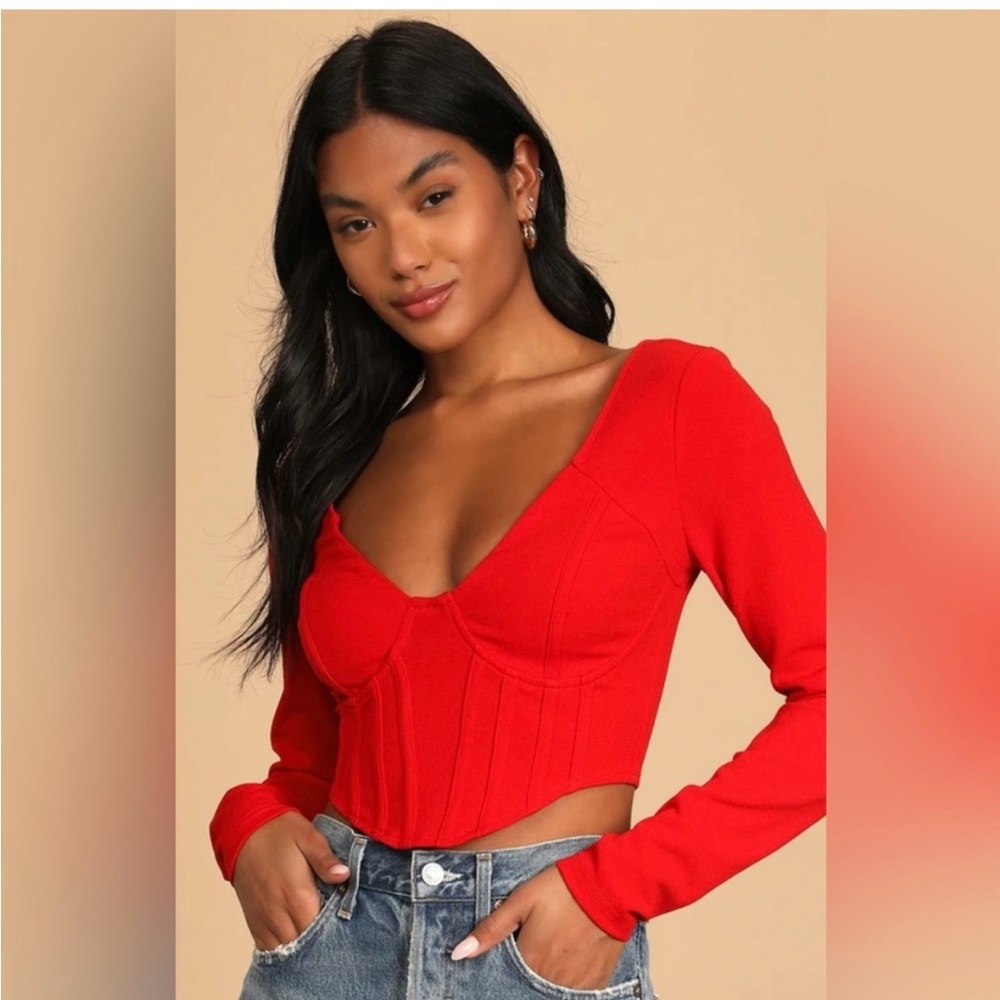Lulus Red Long Sleeve Women's Crop Top